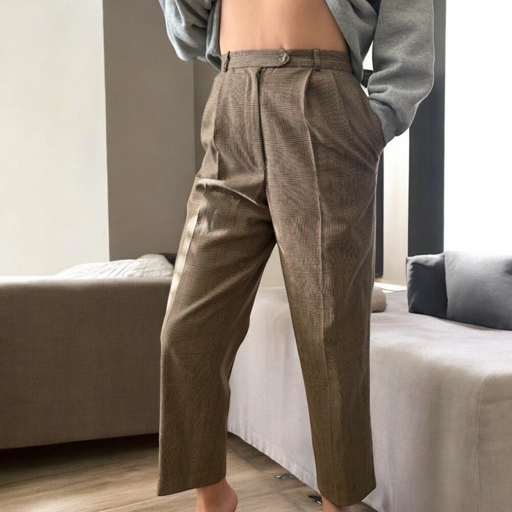 Talbots Brown Cropped Pleated Pants